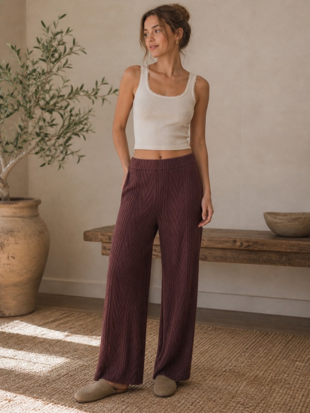 Willow & Root Rich Brown Knit Pants
